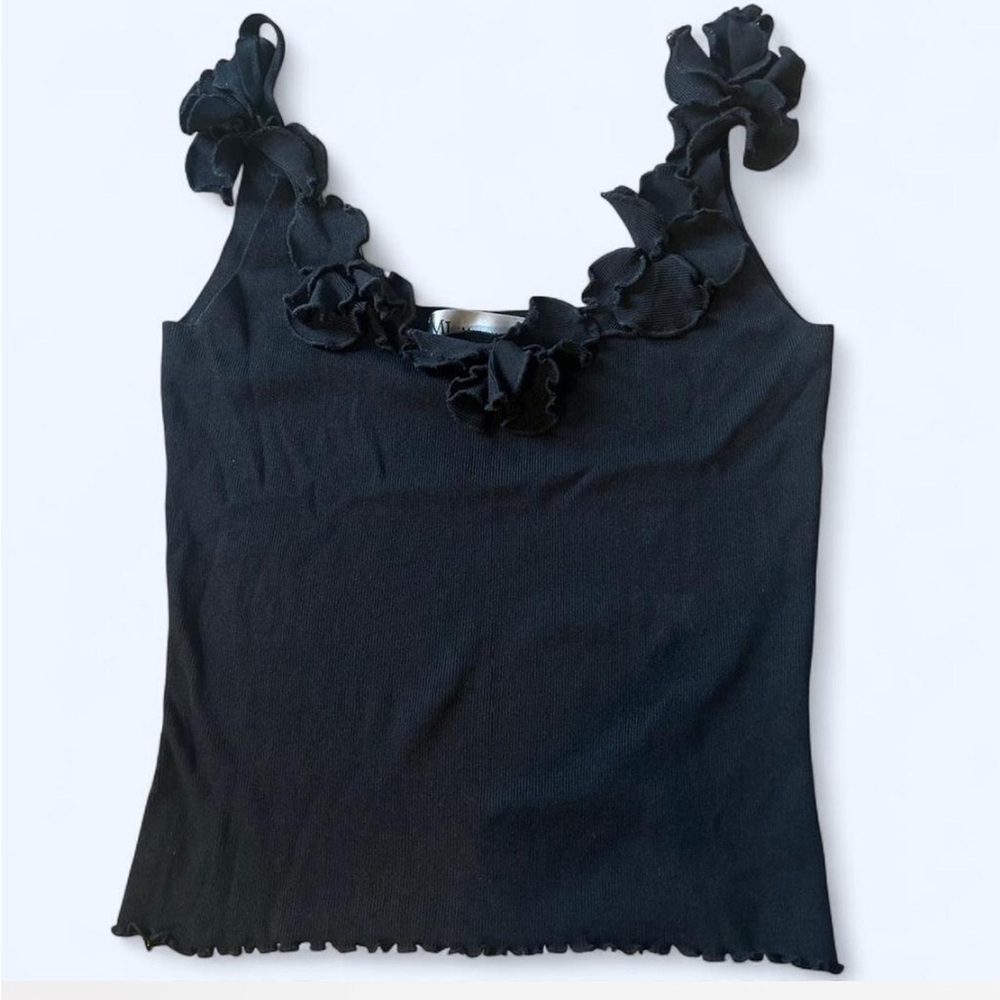 Elegant Black Ruffle Going Out Top